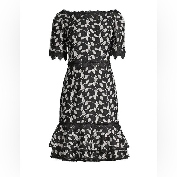 EUC - SHANI - Off the Shoulder Dress - Black/White - size 6 - Picture 1 of 6